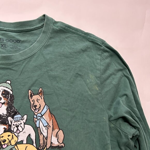 Life is good Mens XL Peace Love Dogs Winter Long Sleeve Crusher Tee Spruce Green - Picture 3 of 13